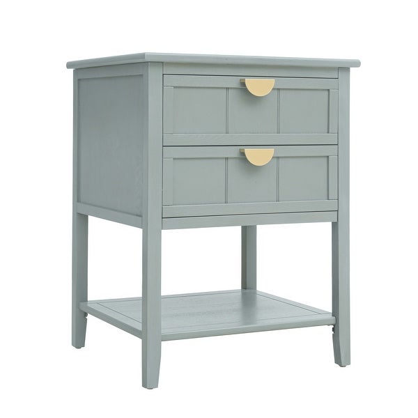 2 Drawer Side table，American style， End table，Suitable for bedroom， living room， study