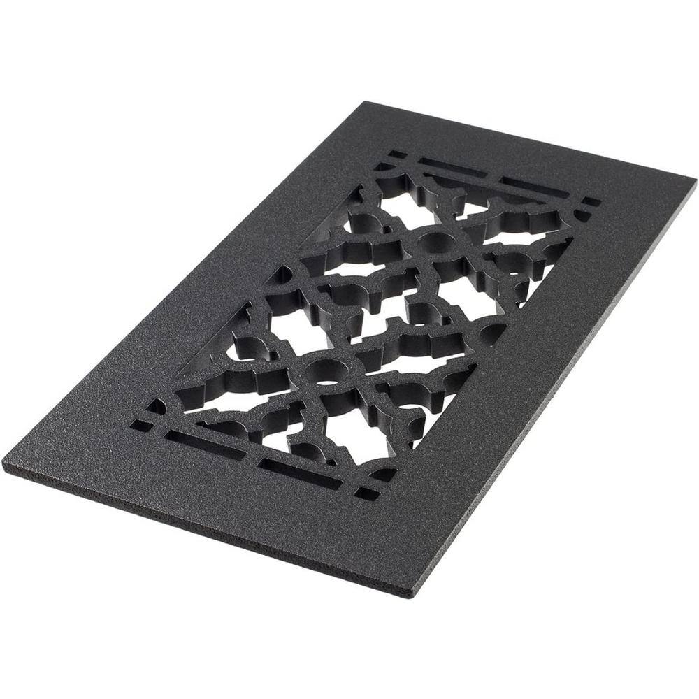 Reggio Registers Scroll Series 4 in. x 10 in. Cast Iron Grille Black without Mounting Holes 612-NH