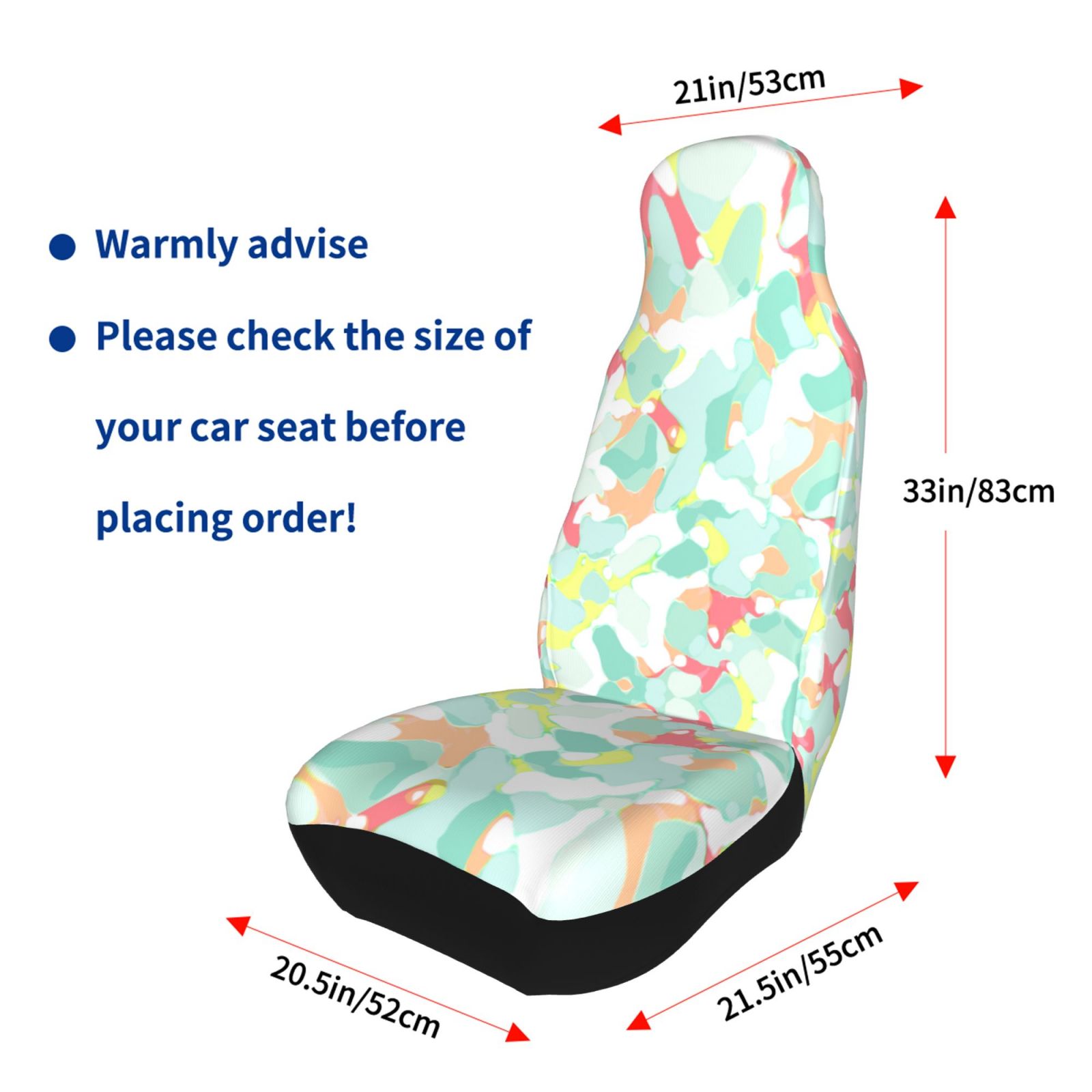 TEQUAN Front Seat Covers， Fresh Crayon Camouflage Pattern 2 Piece Car Seat Cover Fit Most Car SUV Truck Van