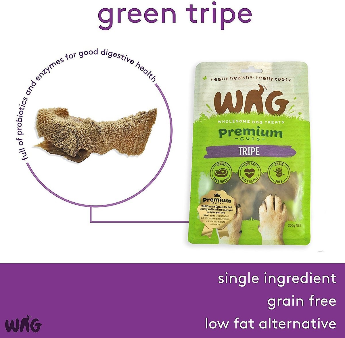 WAG Premium Cuts Beef Tripe Grain-Free Dog Treats