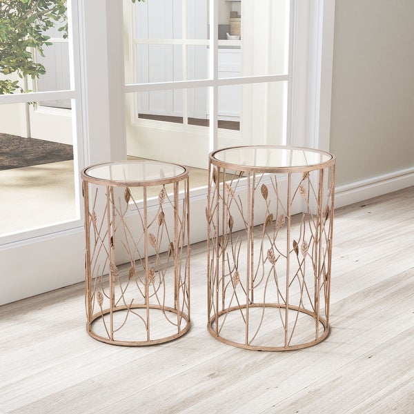 Set of 2 Sage Side Tables Gold - 15