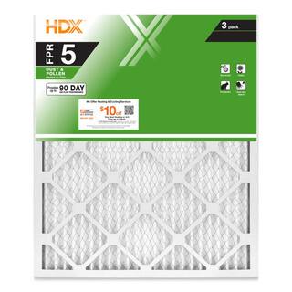 HDX 20 in. x 25 in. x 1 in. Standard Pleated Air Filter FPR 5 MERV 8 (3-Pack) HDX3P5-012025