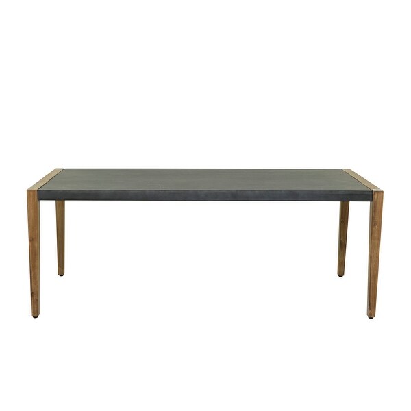 Dark Gray Wood Outdoor Dining Table with Wood Legs