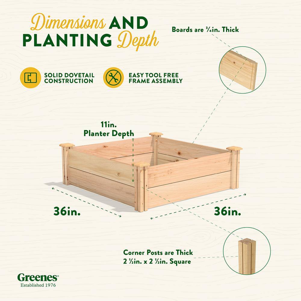 Greenes Fence 3 ft. x 3 ft. x 11 in. Premium Cedar Raised Garden Bed RC363612P