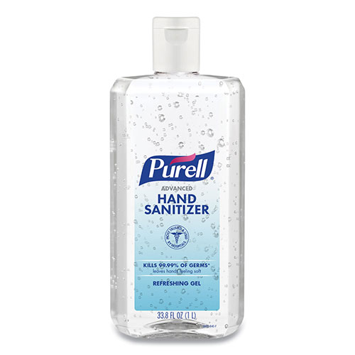 Gojo Purell Advanced Refreshing Gel Hand Sanitizer | Clean Scent， 1 L Flip Cap Bottle， 4