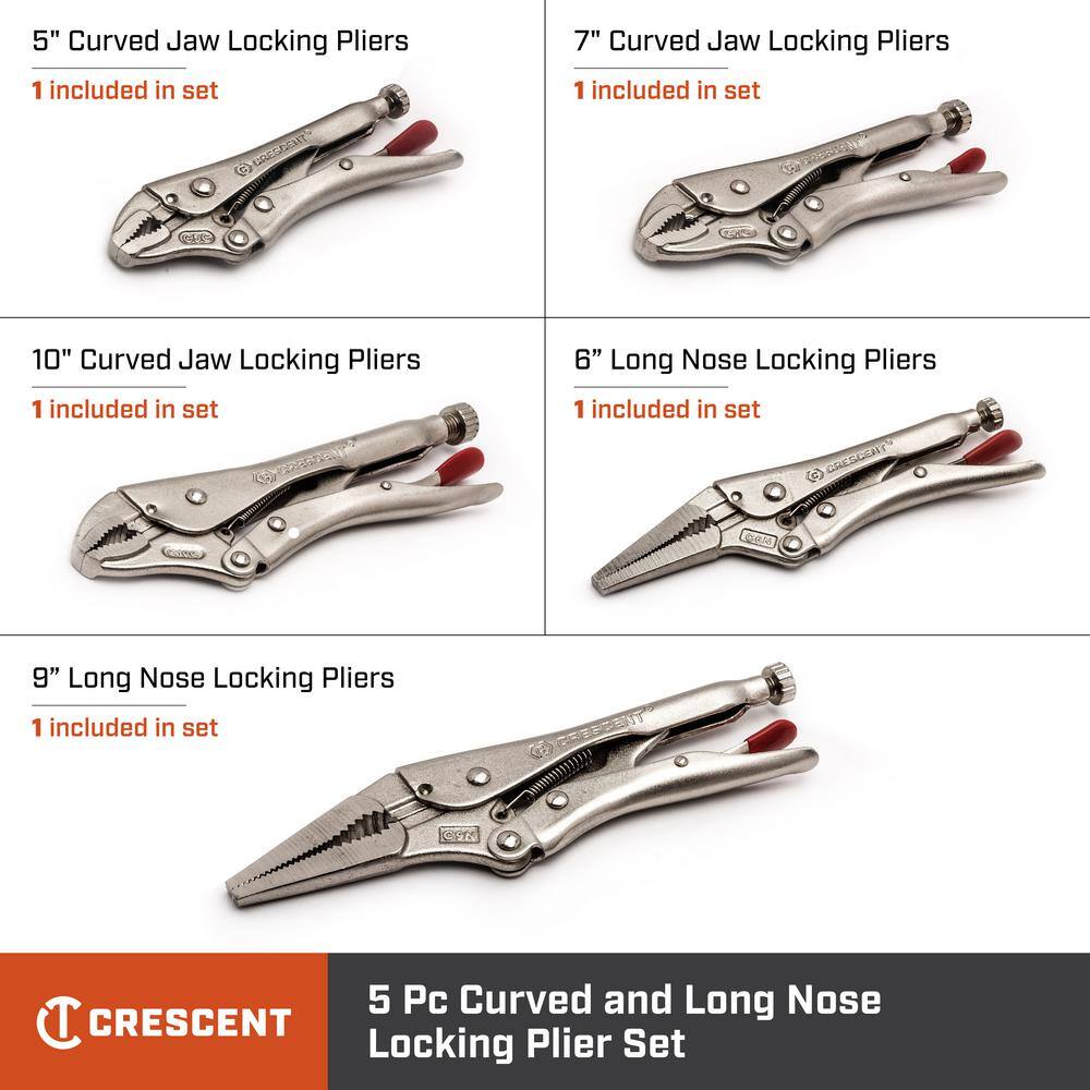 Crescent Locking Plier Set with Wire Cutter and Cushion Grip (5-Piece) CLP5SETN-08