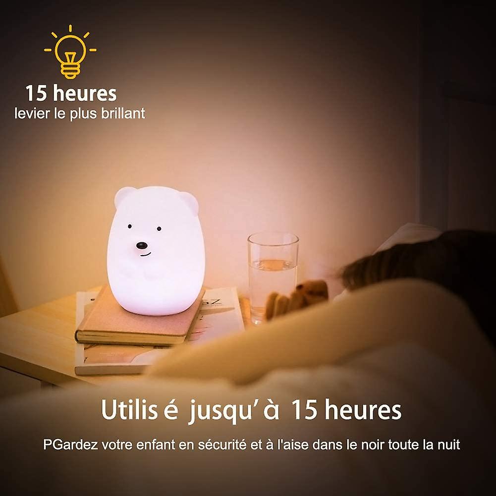 Children's Night Light Bear Night Light Led Lamp Bedroom 9 Colors Baby Night Light Multicolor Usb Rechargeable Lightweight Night Light With Remote Con