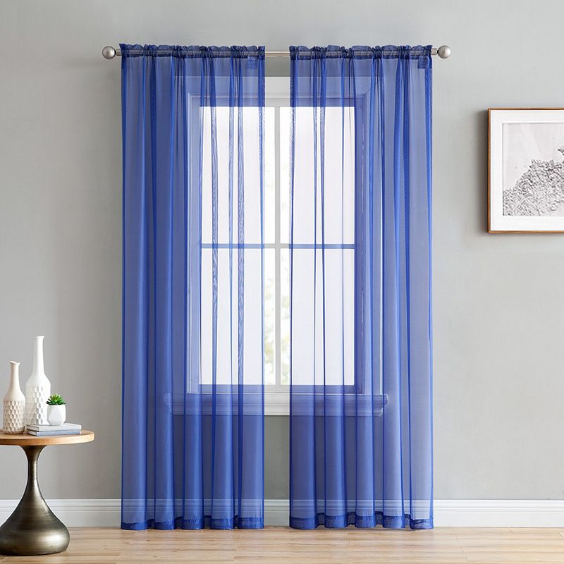 THD Essentials Sheer Voile Window Treatment Rod Pocket Curtain Panels - Set of 2