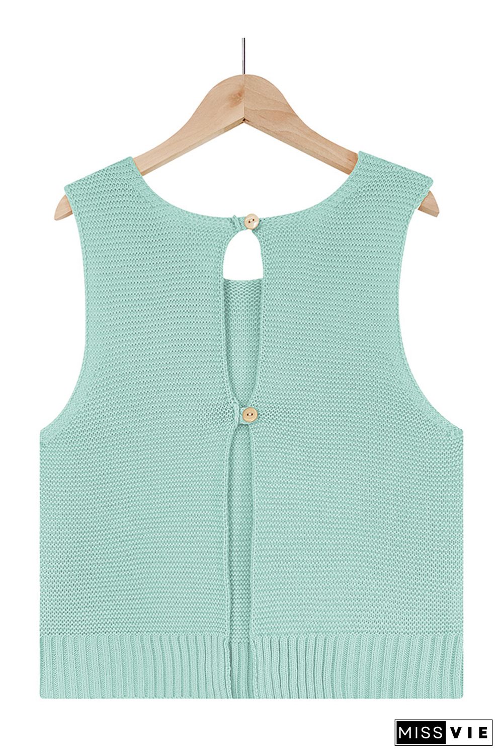 Cut Out Back Plain Knit Tank Top