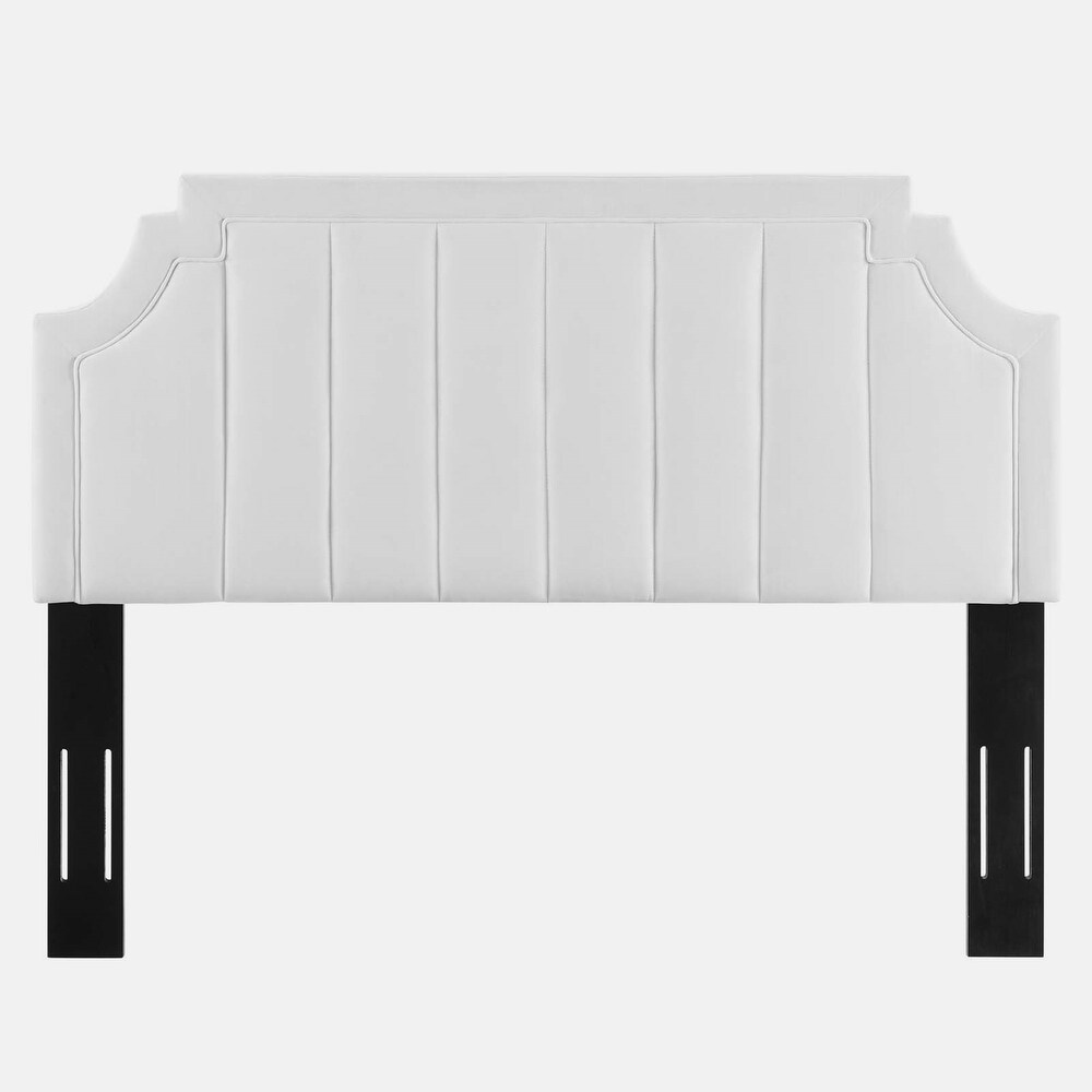 Deltona White Velvet Upholstered King/California King Size Headboard