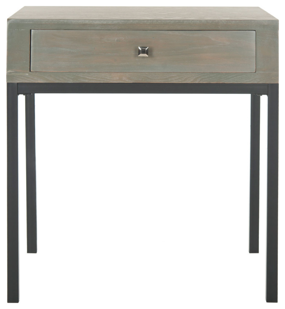 Mariya End Table With Storage Drawer  Ash Gray   Industrial   Side Tables And End Tables   by Rustic Home Furniture Deco  Houzz