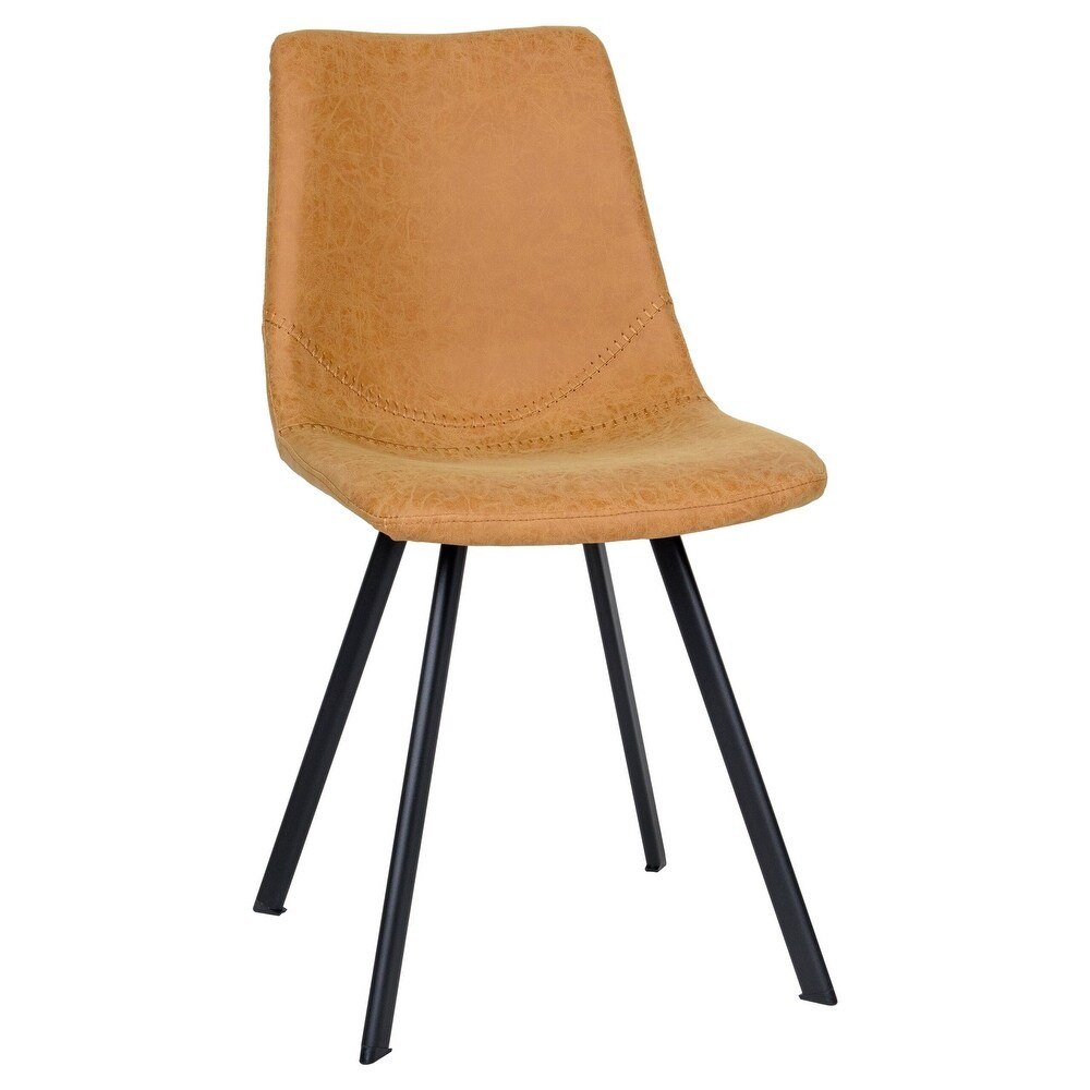 LeisureMod Markley Modern Leather Dining Chair With Metal Legs