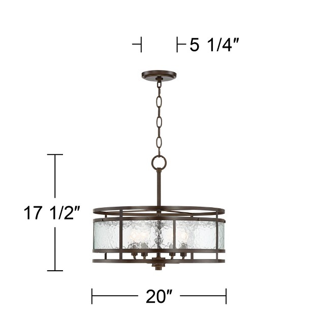 Wide Rustic Clear Waterglass Textured Shade 4 light Fixture For Dining Room House