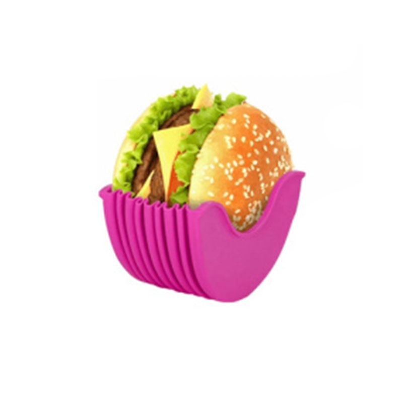 Burger Holders Reusable Anti-dirty Hands Silica Gel Sandwiches Holder Box Beef Press Patty Melt Hamburger Bun Shell Kitchen Tool