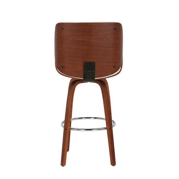 Porthos Home Miller Counter Stool， PU Leather， Wooden Seat And Legs