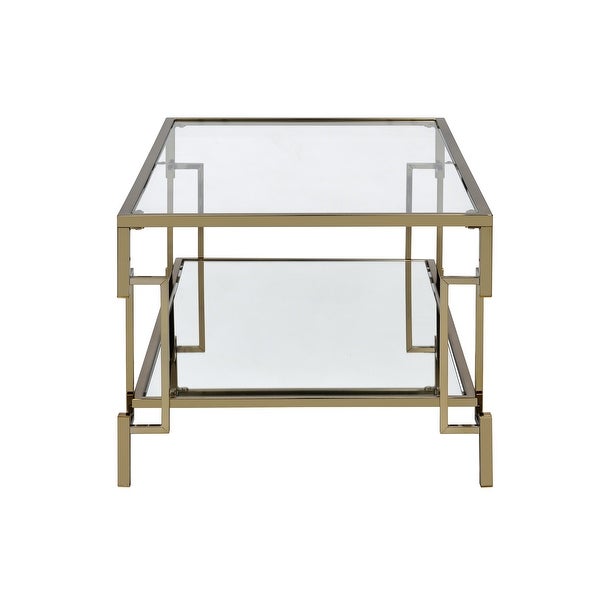 Furniture of America Yout Glam Champagne 43-in Glass Top Coffee Table