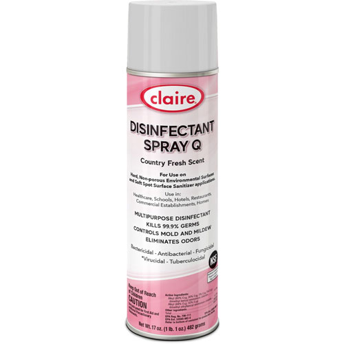 Claire Multipurpose Disinfectant Spray | Ready-To-Use Spray， 17 fl oz (0.5 quart)， Country Fresh Scent， 12