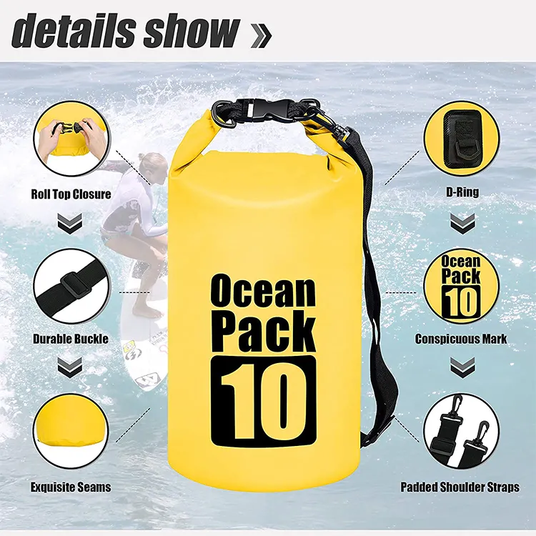 Outdoor Floating Camping Hiking Ocean Pack Adjustable Strap Waterproof Dry Bag With Custom Logo