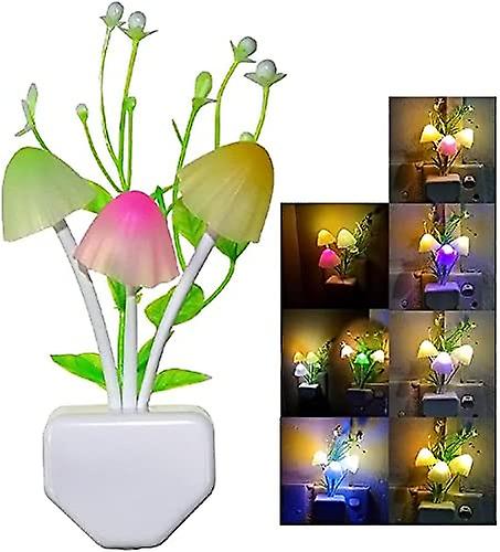 Sensor Led Night Light， Color Changing Plug-in Led Mushroom Light Dream Bed Lamp Cute Nightlight Sweet Night Lights For Kids Adults