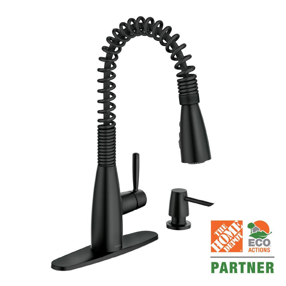 MOEN Springvale Single-Handle Pull-Down Sprayer Kitchen Faucet with Reflex and Power Boost in Matte Black 87998BL