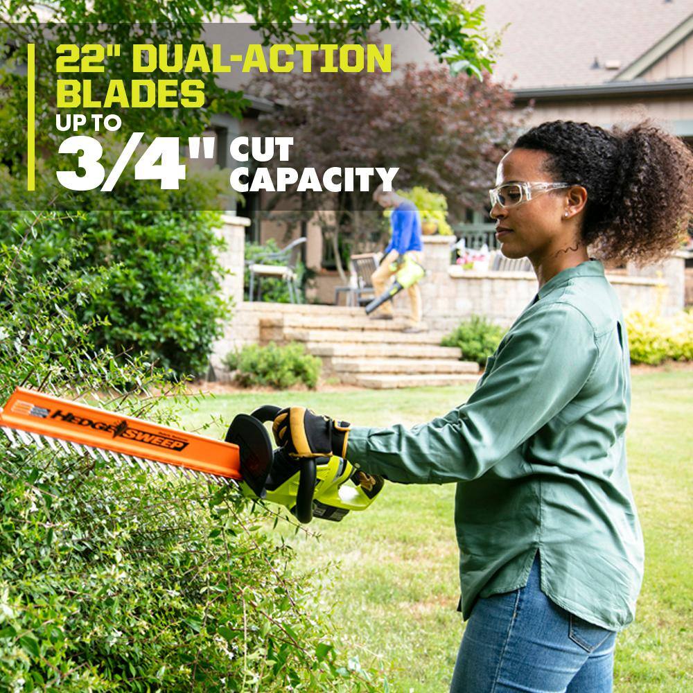 RYOBI ONE+ 18V 22 in. Cordless Battery Hedge Trimmer with 1.5 Ah Battery and Charger P2660