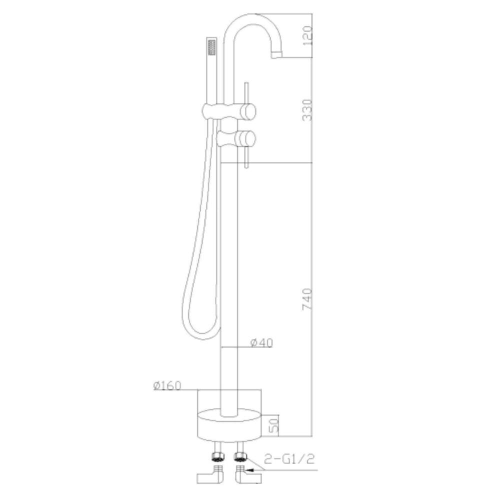 Parrot Uncle Kebo Double Handle Floor Mounted Clawfoot Tub Faucet in Matte Black JK-RBBF61001MB