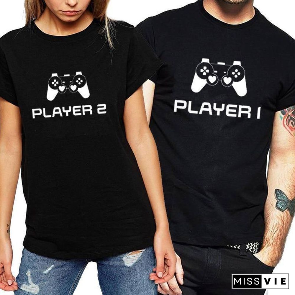 Summer Fashion T-shirt Couple Tops Women Men Short Sleeve T Shirts for Lover Player Letter Print Tee Shirt Camisetas Tops