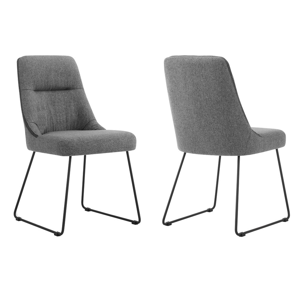 Quartz Grey Fabric Upholstered Dining Chairs   Set of 2