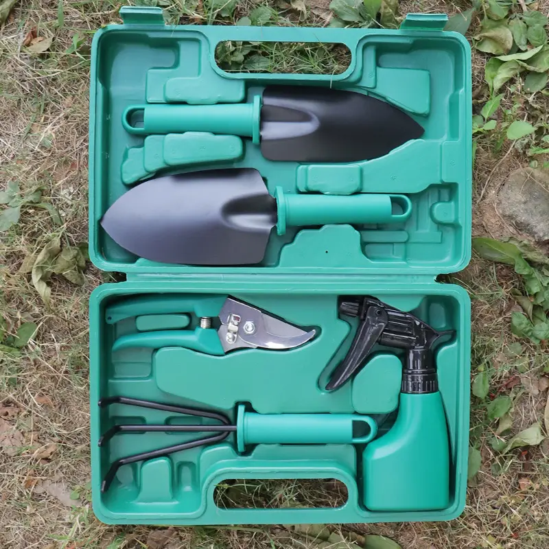 Factory Hot Sale 5PCS Mul tifuction Carbon Steel Home Garden Hand Tool Set with Carry Case for Children