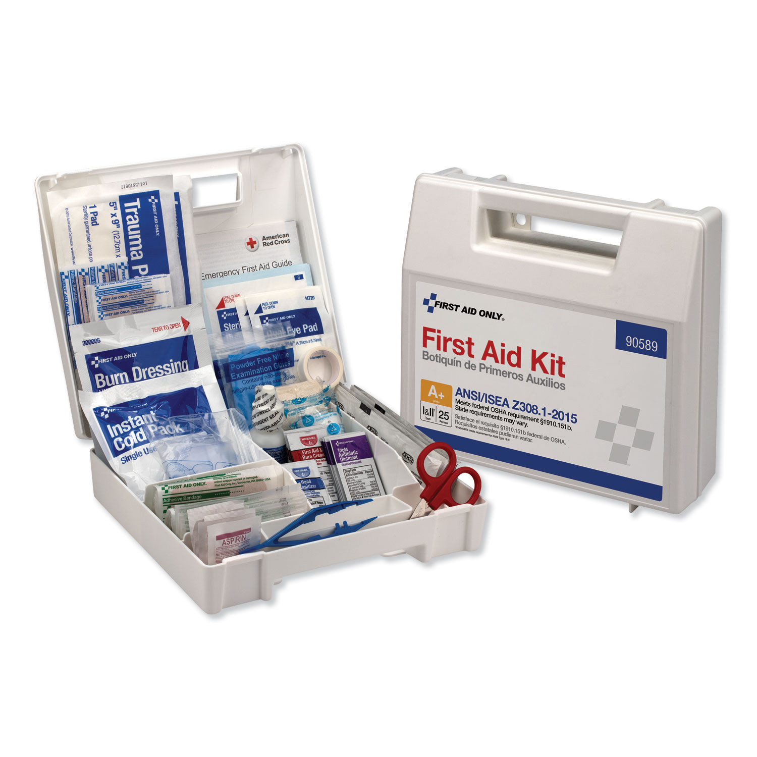 ANSI 2015 Compliant Class A+ Type I and II First Aid Kit for 25 People by First Aid Onlyandtrade; FAO90589