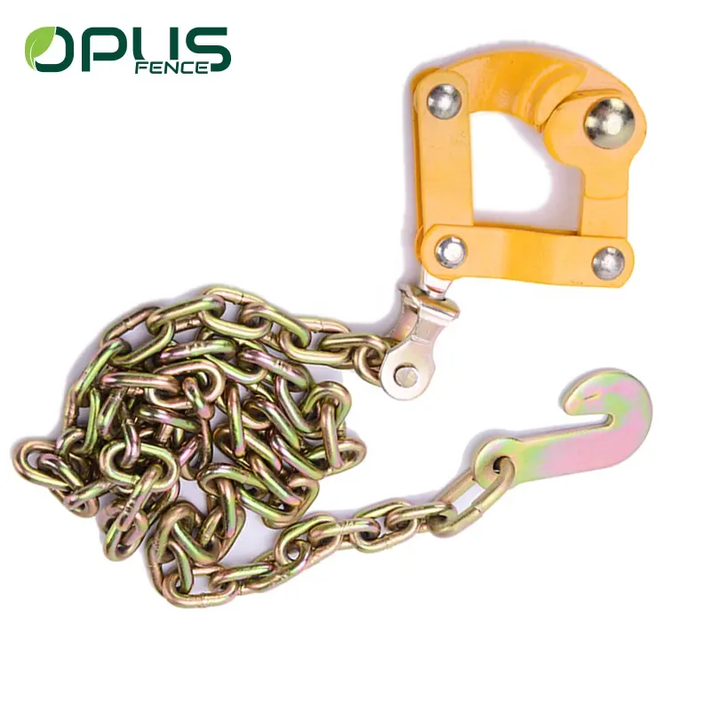 yellow power coated electric fence chain strainer for farm fencing