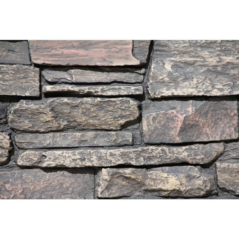 TRITAN BP Ledge Stone 48 in. x 24.25 in. Polyurethane Interlocking Siding Panel in Volcanic Ash HL-4843-VAH