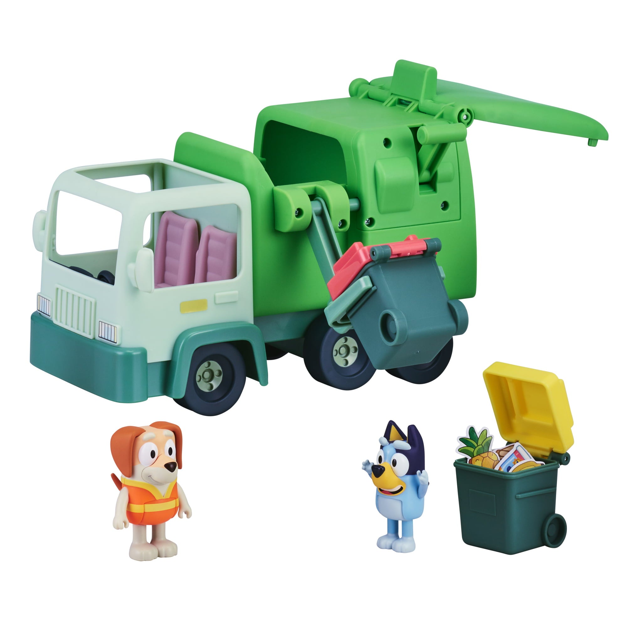 Bluey， Garbage Truck Vehicle Playset， Bluey and Bin Man 2.5-3 inch Figures and Accessories， Preschool， Ages 3+