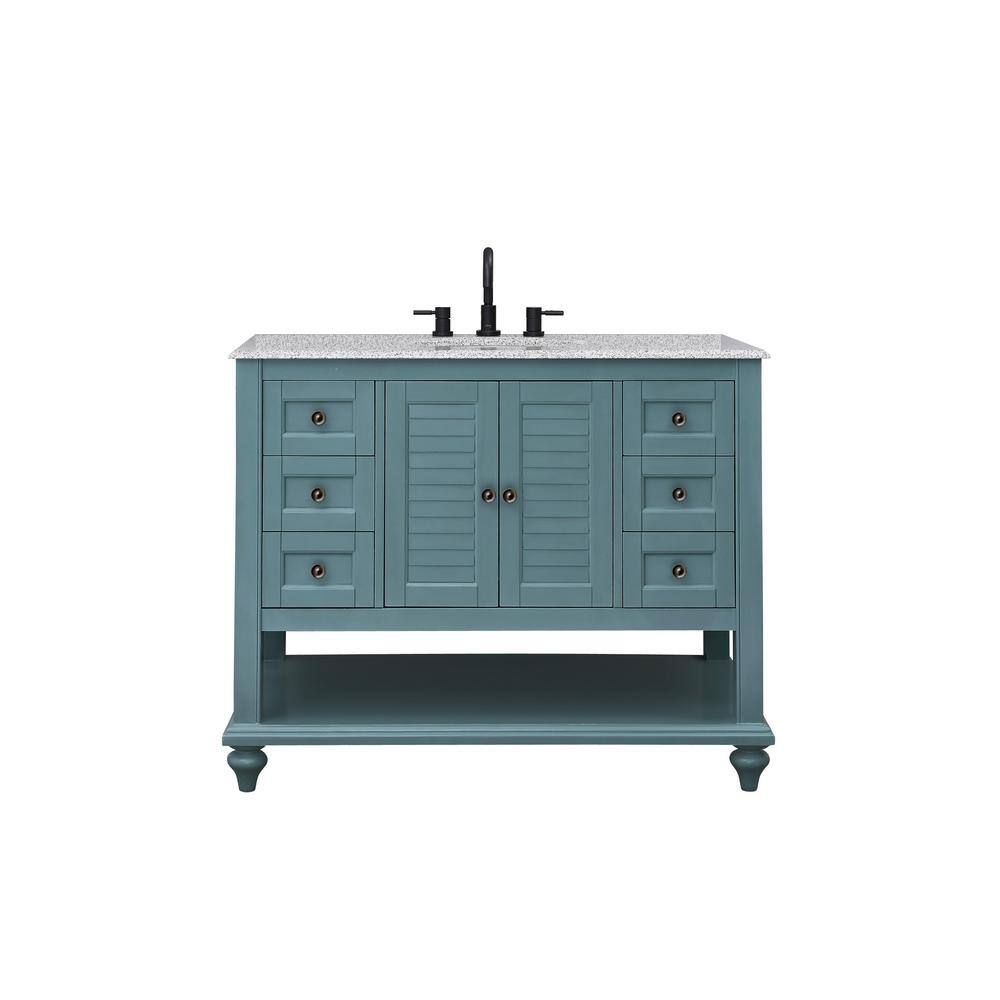 Home Decorators Collection Hamilton 43 in. W x 22 in. D x 35 in. H Open Shutter Bathroom Vanity in Sea Glass with Grey Granite Top 19084-VS43-SG