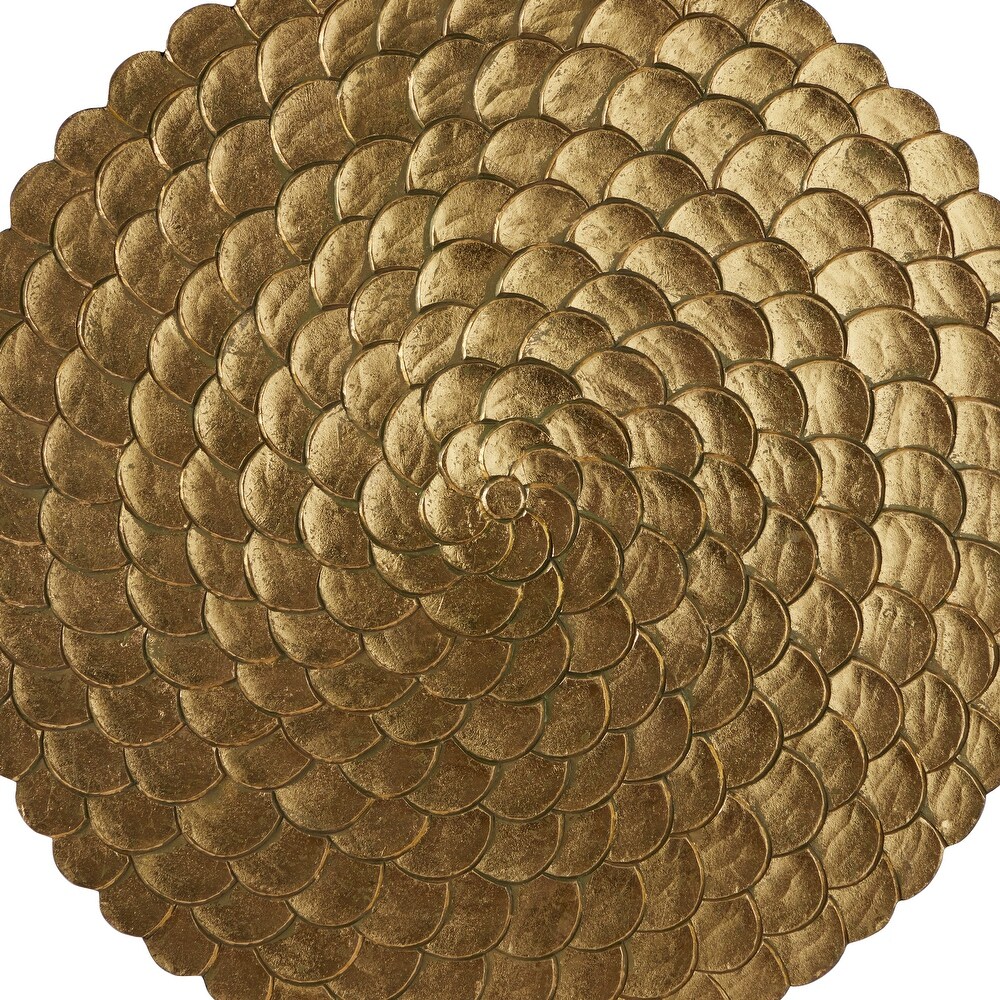 Gold or Silver Wood Carved Scales Abstract Wall Decor with Hammered Inspired Design