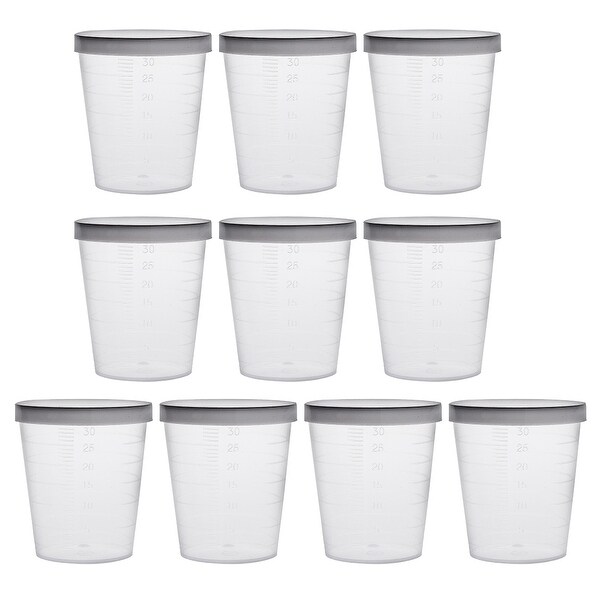 10pcs Kitchen Laboratory 30mL Plastic Graduated Measuring Cup w Cap - 30mL 10 pcs