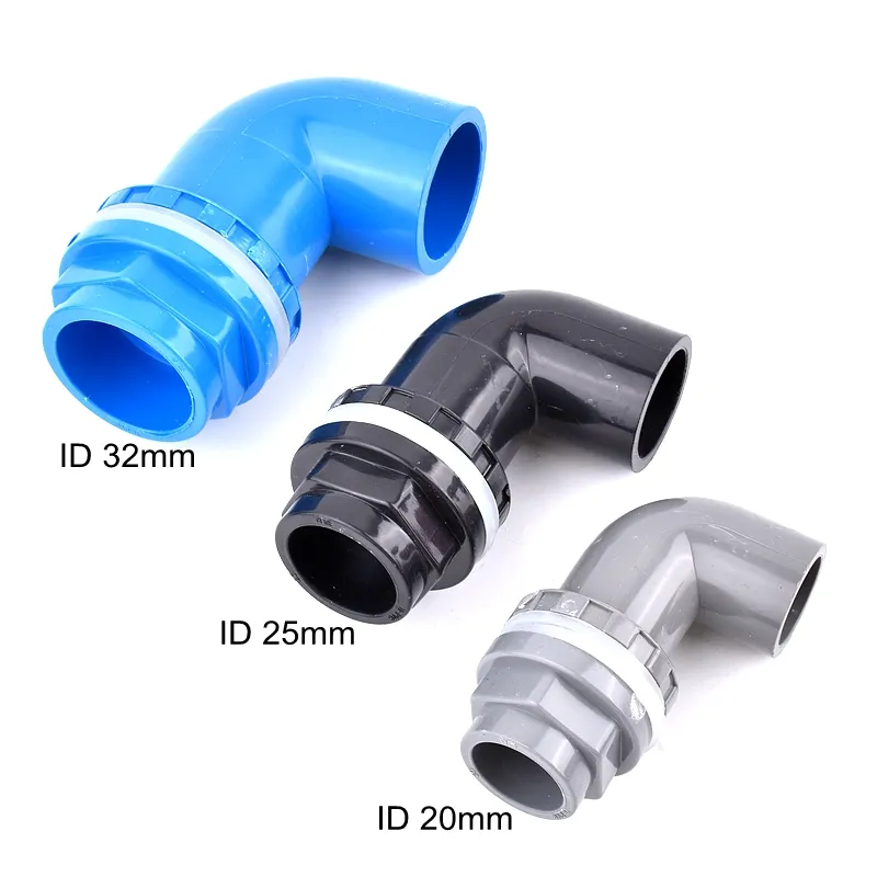 I.D20~50mm PVC Aquarium 90 Elbow Drainage Connector Fish Tank Overflow Joints Water Inlet Outlet Supply Pipe DIY Drain Fittings