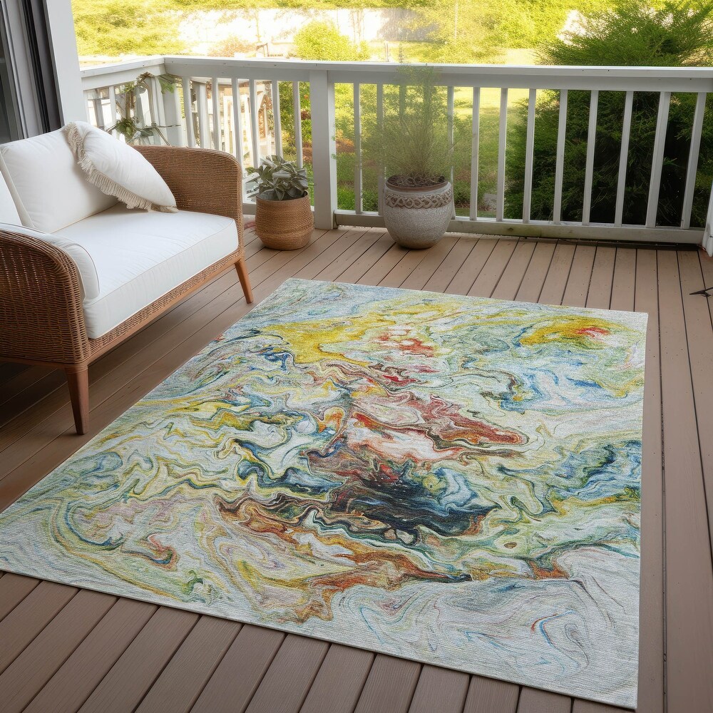 Machine Washable Indoor/ Outdoor Chantille Abstract Contempoary Rug