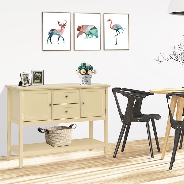 Modern Sideboard Table Wooden Buffet Table with Cabinets and Drawers