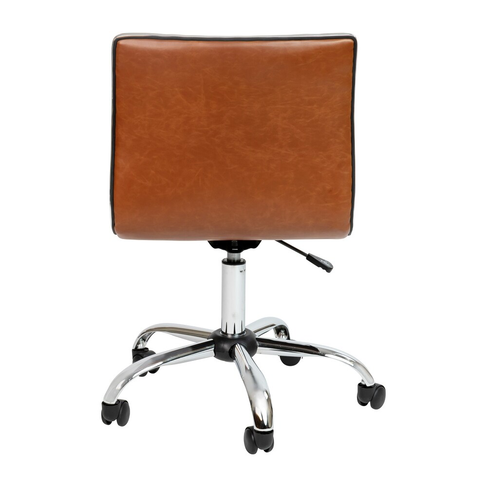 Low Back Designer Armless Ribbed Swivel Task Office Chair