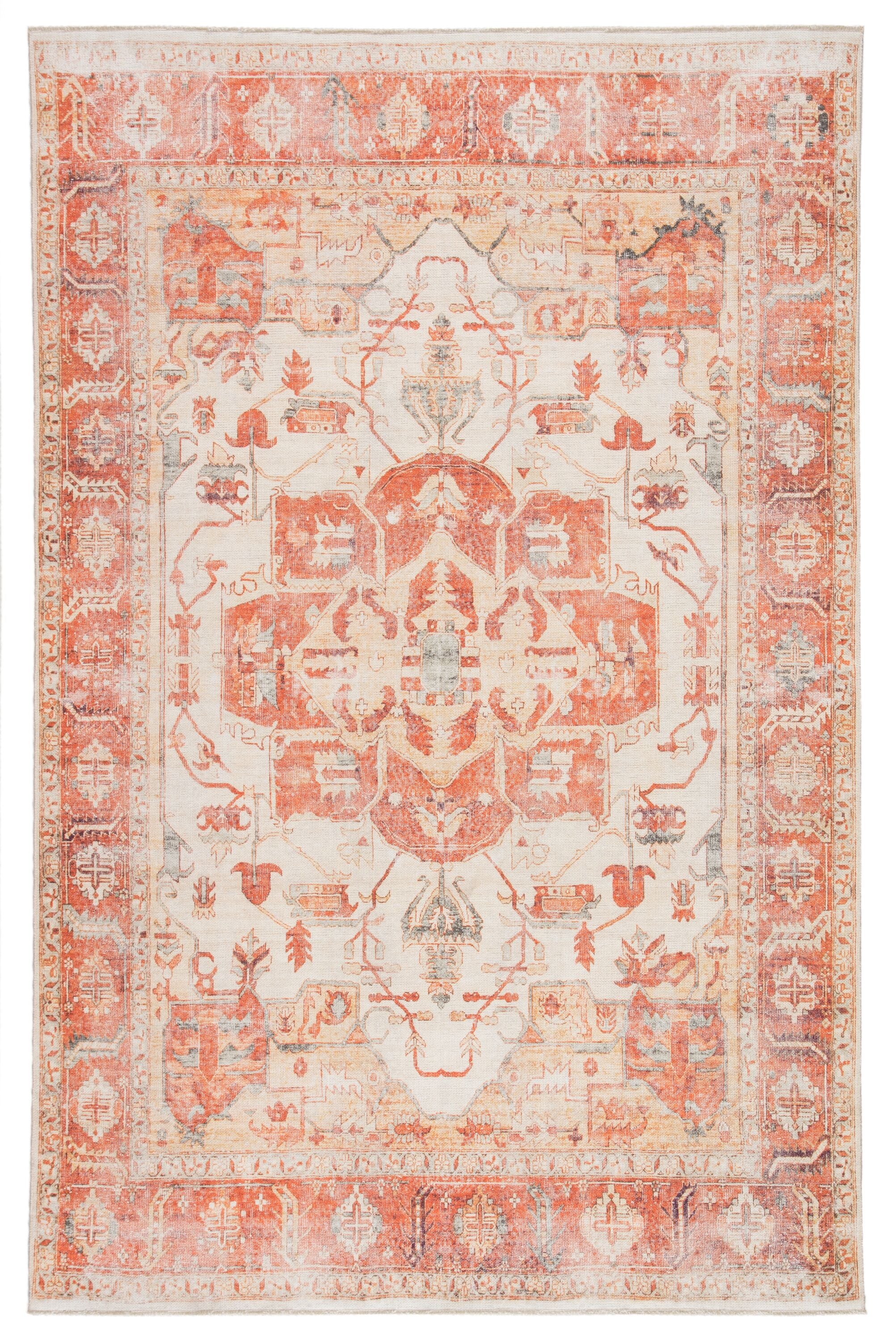 Rhoda Medallion Orange & Ivory Area Rug