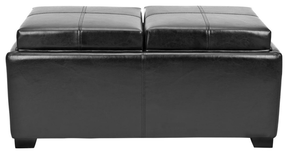 Sara Double Tray Ottoman Black   Transitional   Footstools And Ottomans   by Peachtree Fine Furniture  Houzz