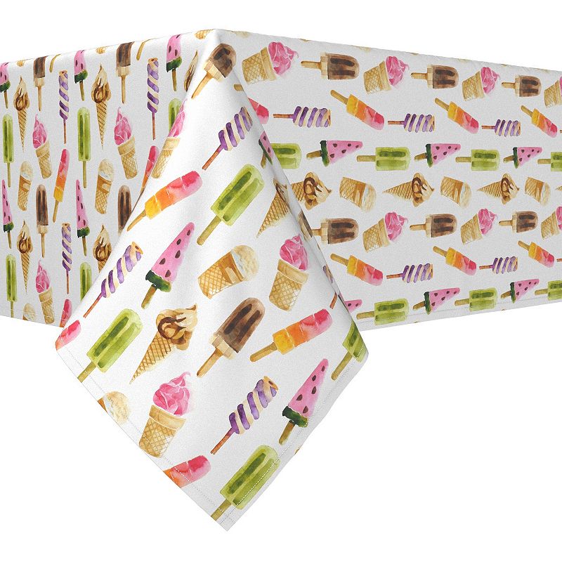 Rectangular Tablecloth， 100% Cotton， 52x104， Summer Ice Cream