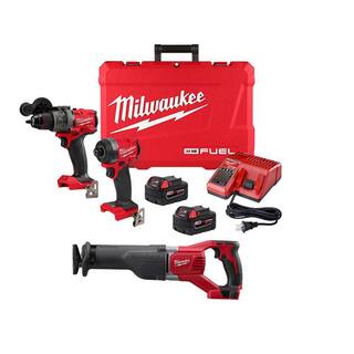 MW M18 FUEL 18-V Lithium-Ion Brushless Cordless Hammer Drill and Impact Driver Combo Kit (2-Tool) with Reciprocating Saw 3697-22-2621-20