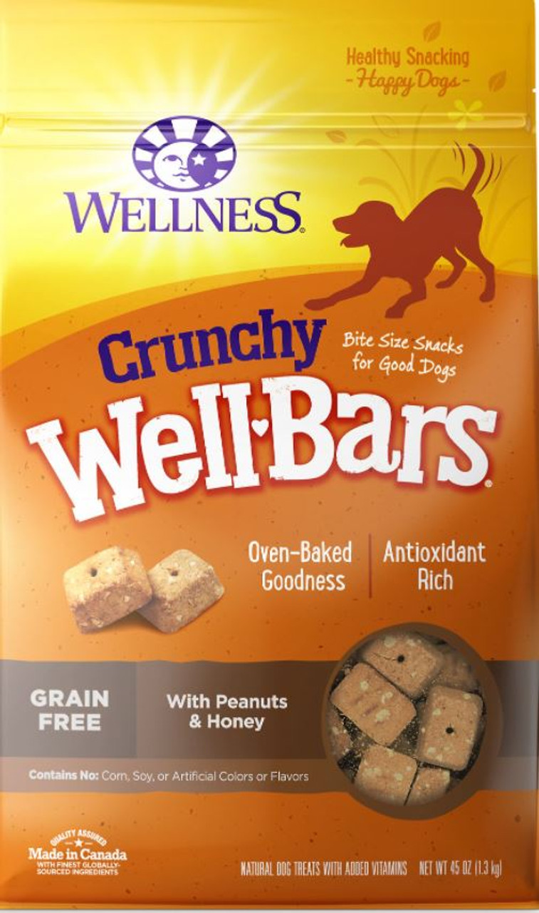 Wellness WellBars Crunchy Peanuts and Honey Dog Treats， 45oz. Box