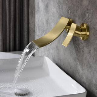 CASAINC Singe Handle Wall Mount Widespread Bathroom Faucet in Gold CASA02GP08LSJ