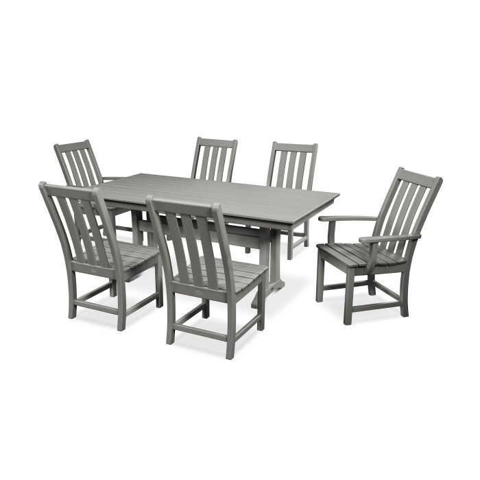 Polywood Vineyard 7pc Dining Set Farmhouse Style with Trestle Legs