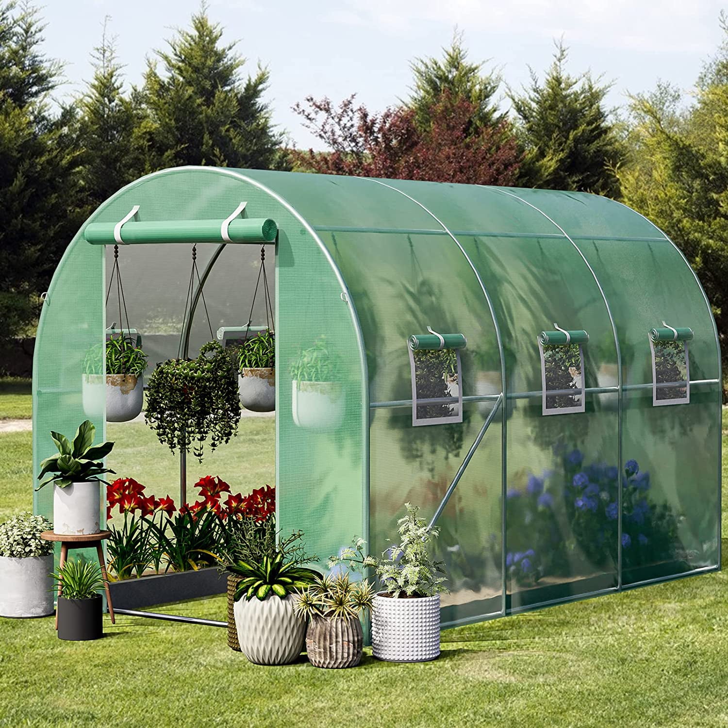 Oarlike Greenhouse for Outdoors 10x7x7FT Upgraded Large Hot House for Green Garden Plant w/ Heavy Duty Galvanized Steel Frame Portable Walk-in Tunnel Tent