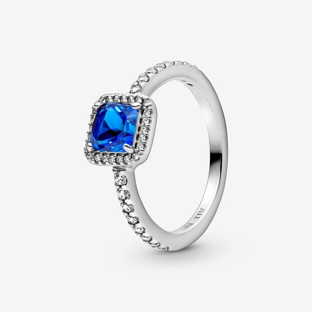 PANDORA  Blue Square Sparkle Halo Ring