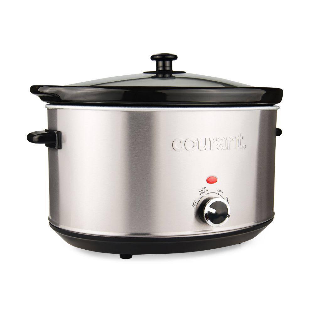 Courant 8.5 qt. Stainless Steel Oval Slow Cooker with Three Cooking Settings MCSC8525ST974